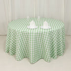 Polyester 120" Round Tablecloth White/Sage Green Seamless - Checkered Buffalo Plaid Table Cover - Bell Racket Store