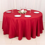 Polyester 120" Round Tablecloth Wine - Seamless Wrinkle - Resistant Table Cover - Bell Racket Store