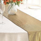 Polyester 12"x108" Table Runner Antique Gold Shimmer Sequin Dots - Wrinkle - Free Finish Table Linen - Bell Racket Store