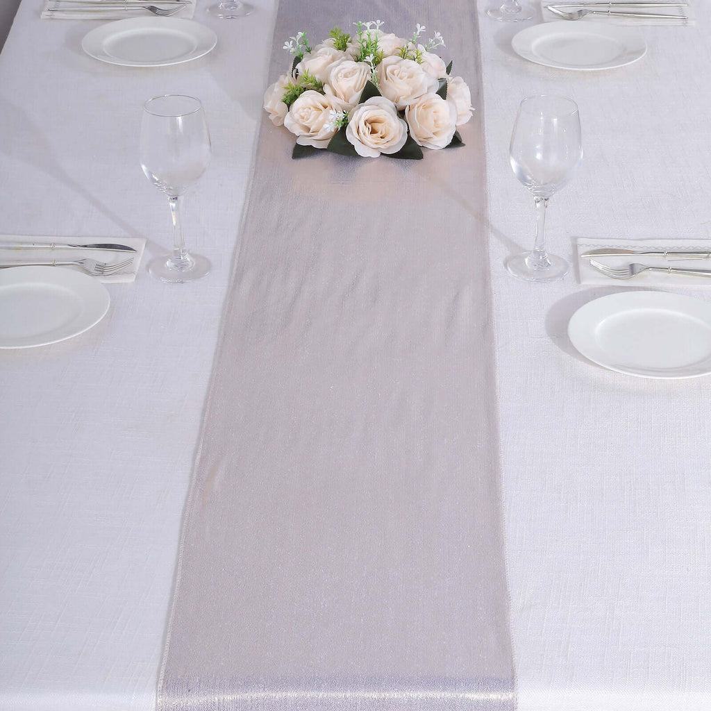 Polyester 12"x108" Table Runner Beige Shimmer Sequin Dots - Wrinkle - Free Finish Table Linen - Bell Racket Store