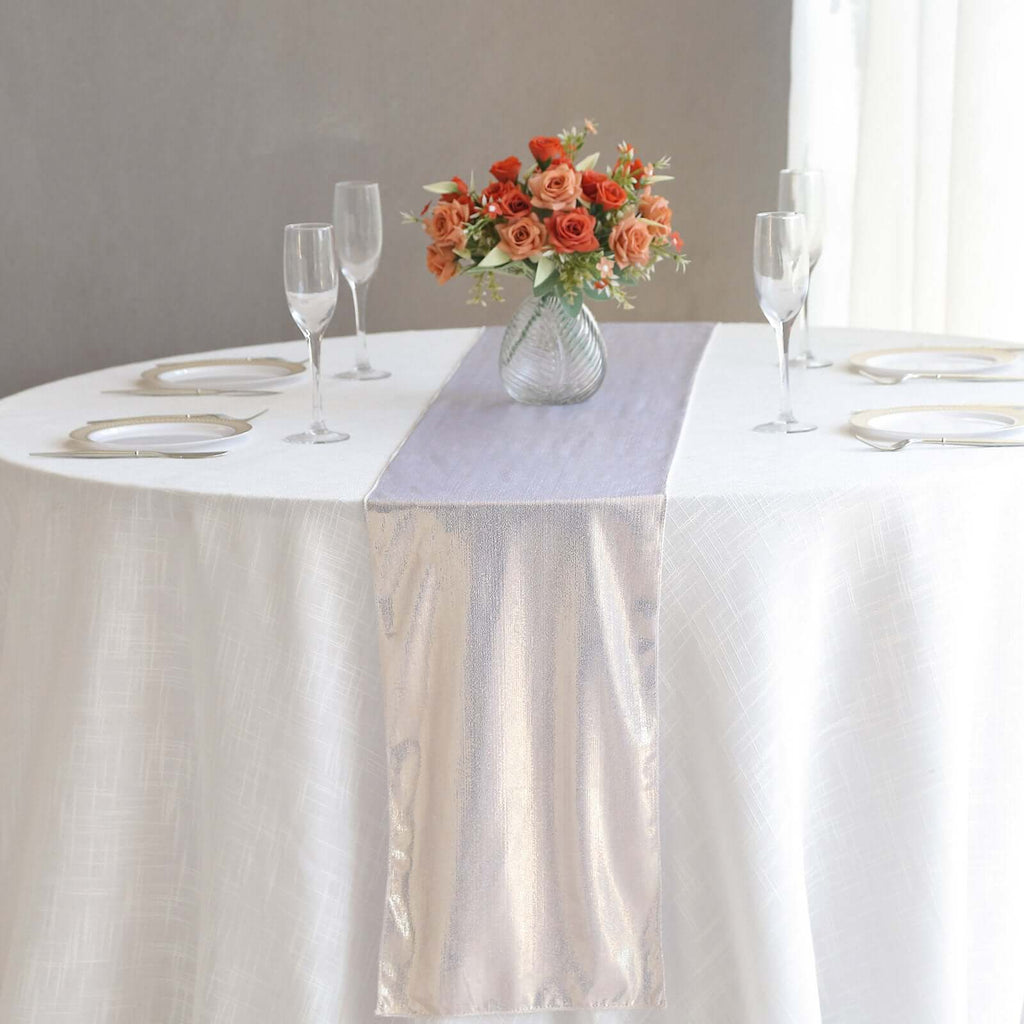 Polyester 12"x108" Table Runner Beige Shimmer Sequin Dots - Wrinkle - Free Finish Table Linen - Bell Racket Store