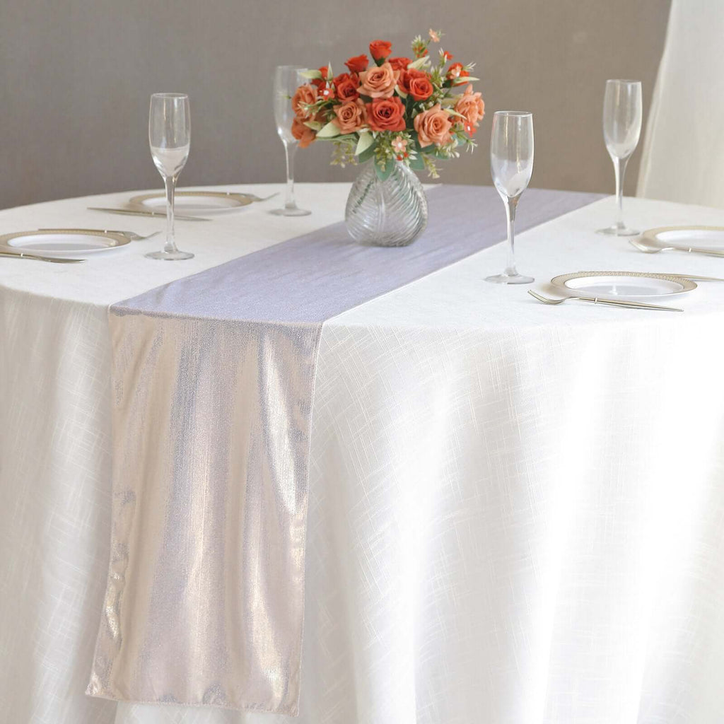 Polyester 12"x108" Table Runner Beige Shimmer Sequin Dots - Wrinkle - Free Finish Table Linen - Bell Racket Store