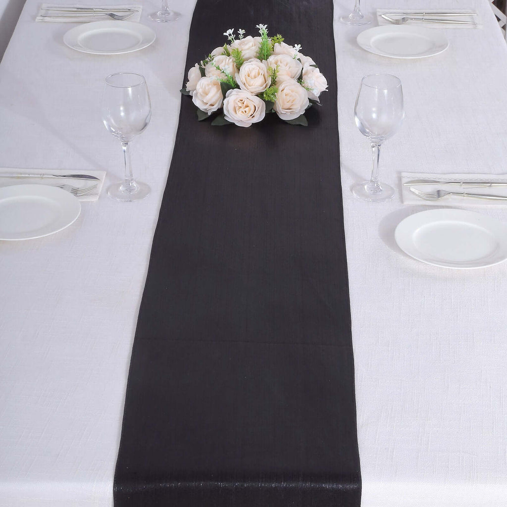 Polyester 12"x108" Table Runner Black Shimmer Sequin Dots - Wrinkle - Free Finish Table Linen - Bell Racket Store