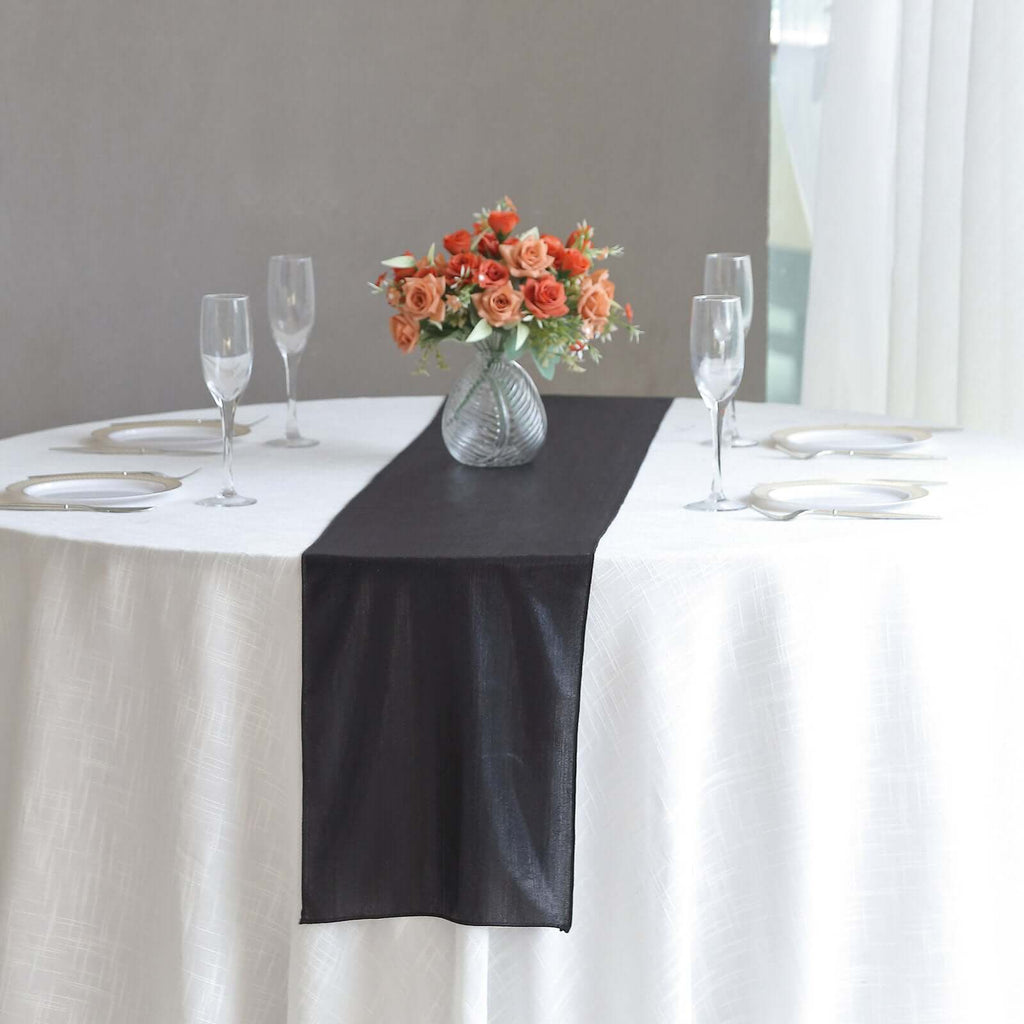 Polyester 12"x108" Table Runner Black Shimmer Sequin Dots - Wrinkle - Free Finish Table Linen - Bell Racket Store