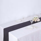 Polyester 12"x108" Table Runner Black Shimmer Sequin Dots - Wrinkle - Free Finish Table Linen - Bell Racket Store