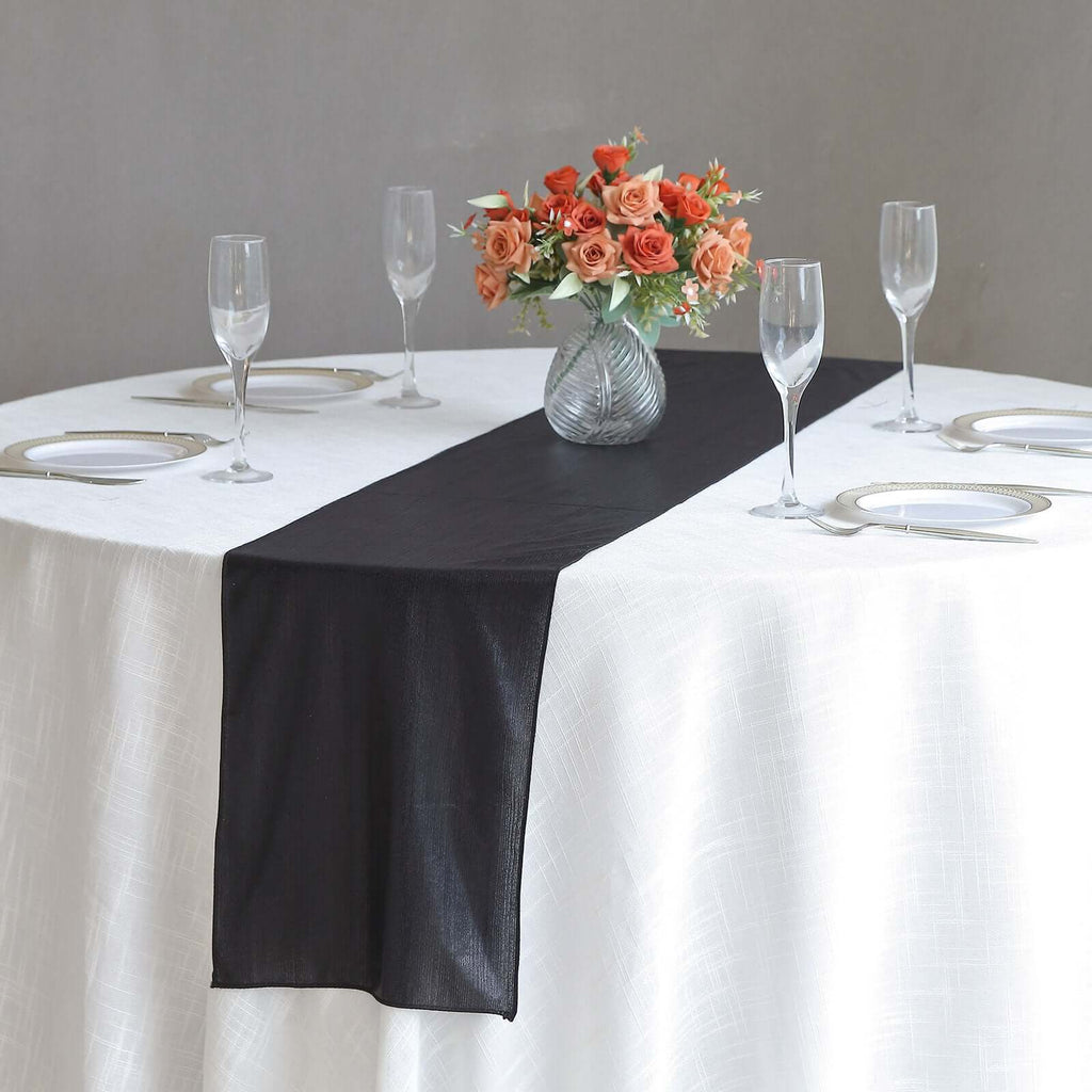 Polyester 12"x108" Table Runner Black Shimmer Sequin Dots - Wrinkle - Free Finish Table Linen - Bell Racket Store