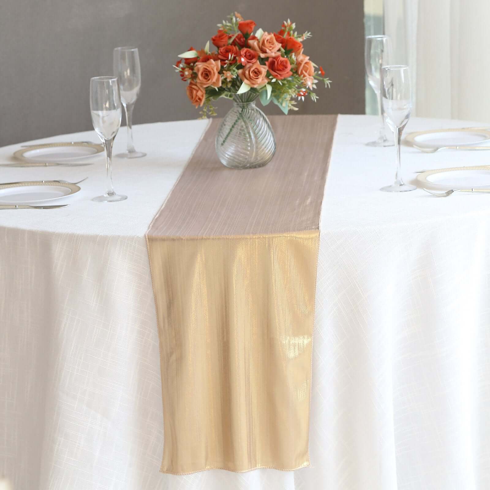 Polyester 12"x108" Table Runner Blush Shimmer Sequin Dots - Wrinkle - Free Finish Table Linen - Bell Racket Store