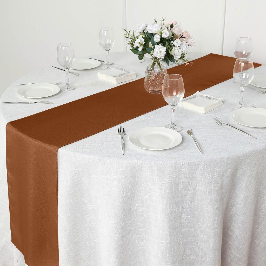 Polyester 12"x108" Table Runner Cinnamon Brown - Durable & Wrinkle - Resistant Table Decor - Bell Racket Store