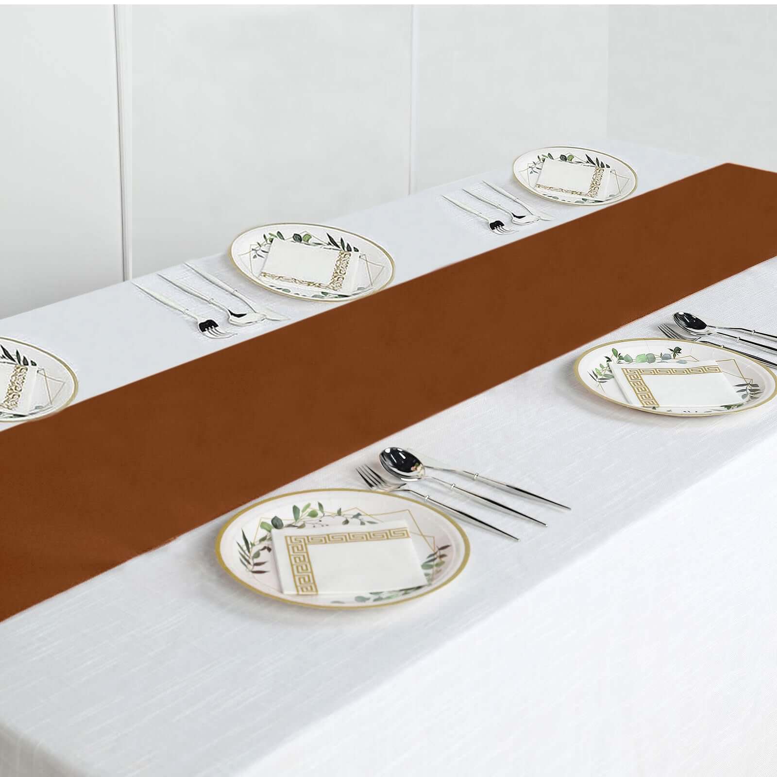 Polyester 12"x108" Table Runner Cinnamon Brown - Durable & Wrinkle - Resistant Table Decor - Bell Racket Store