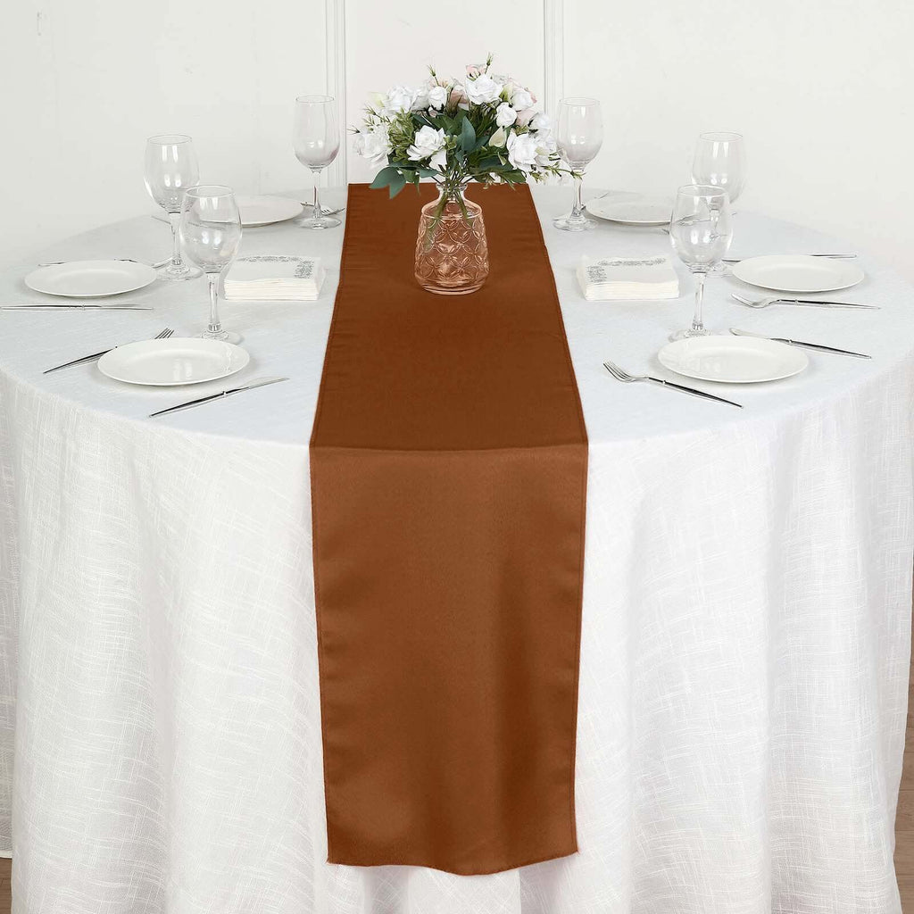 Polyester 12"x108" Table Runner Cinnamon Brown - Durable & Wrinkle - Resistant Table Decor - Bell Racket Store