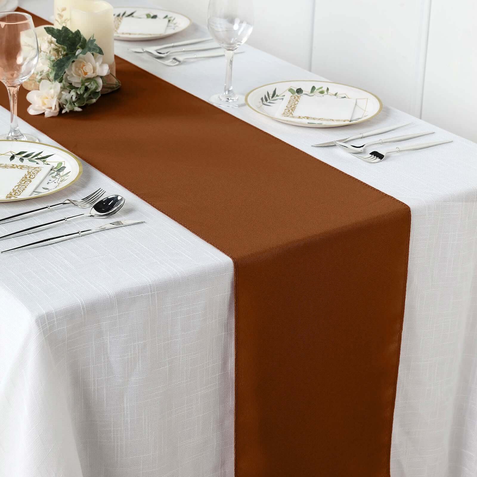 Polyester 12"x108" Table Runner Cinnamon Brown - Durable & Wrinkle - Resistant Table Decor - Bell Racket Store