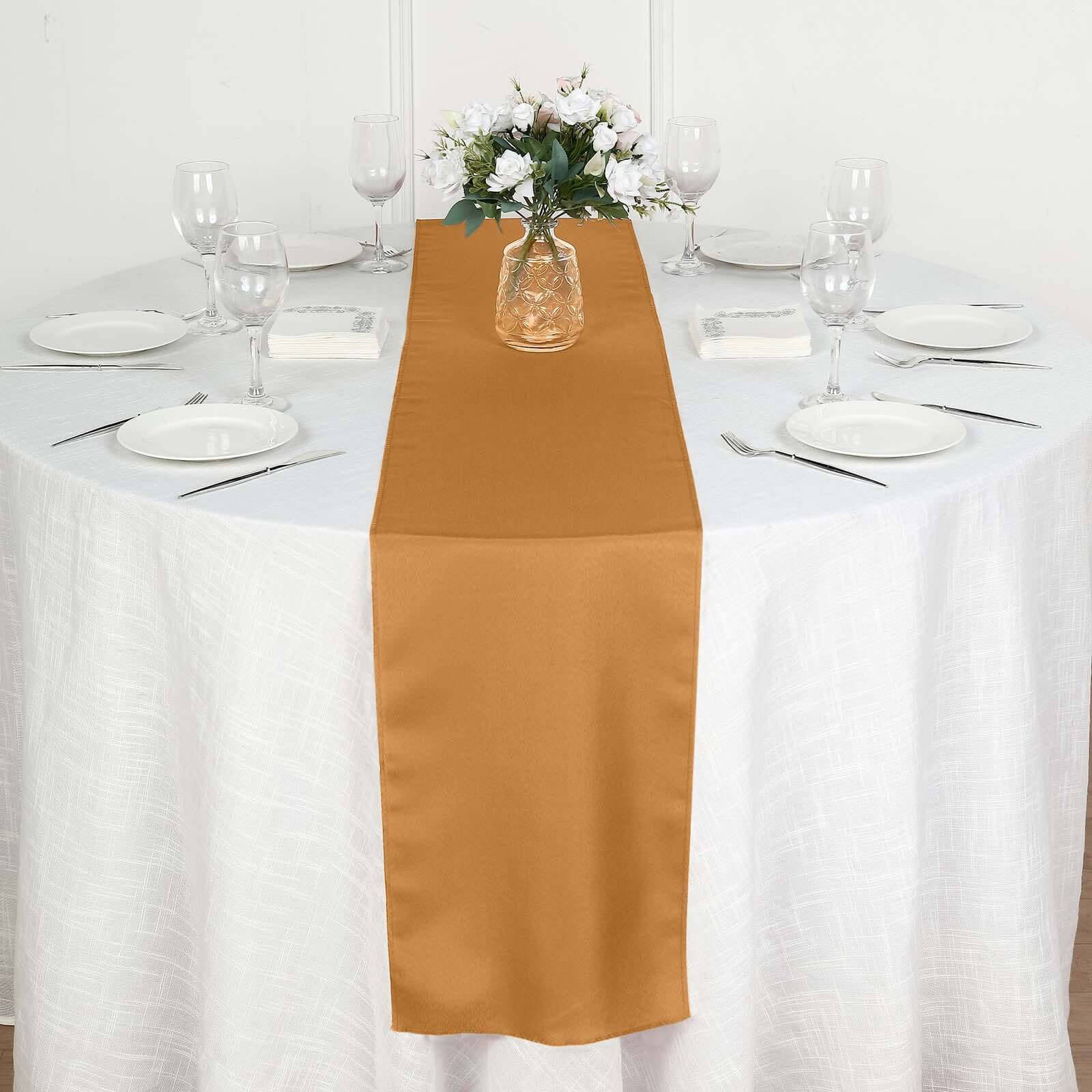 Polyester 12"x108" Table Runner Gold - Durable & Wrinkle - Resistant Table Decor for All Occasions - NestOCart
