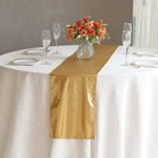 Polyester 12"x108" Table Runner Gold Shimmer Sequin Dots - Wrinkle - Free Finish for Upscale Occasions - Bell Racket Store