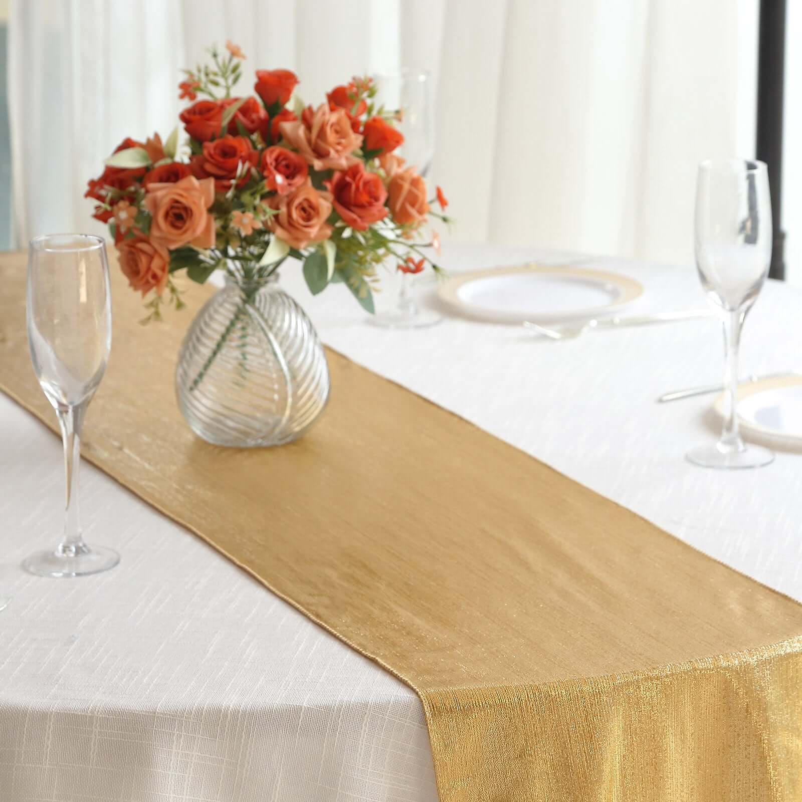 Polyester 12"x108" Table Runner Gold Shimmer Sequin Dots - Wrinkle - Free Finish for Upscale Occasions - Bell Racket Store