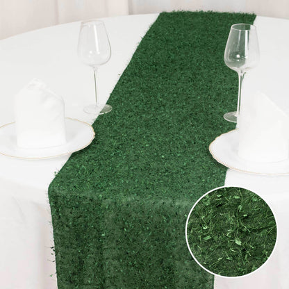 Polyester 12"x108" Table Runner Green - Fringe Shag Table Decor - Bell Racket Store