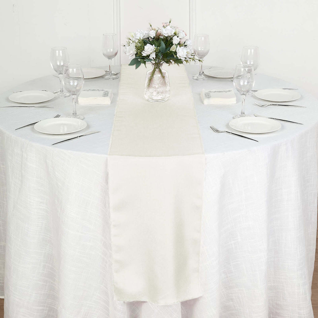 Polyester 12"x108" Table Runner Ivory - Durable & Wrinkle-Resistant Table Decor