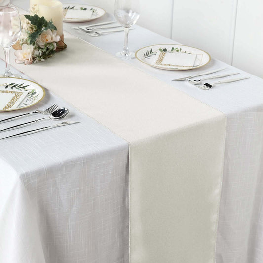 Polyester 12"x108" Table Runner Ivory - Durable & Wrinkle - Resistant Table Decor - NestOCart