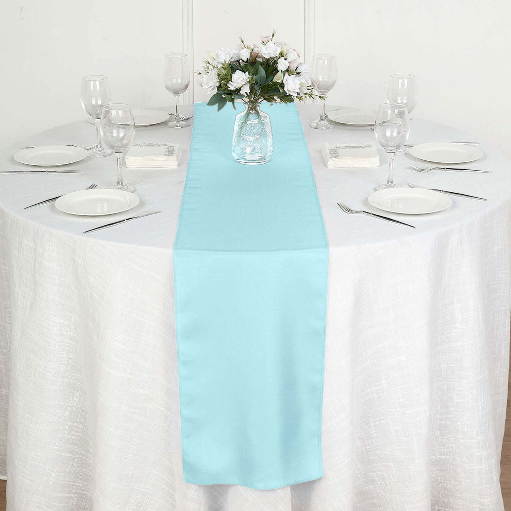 Polyester 12"x108" Table Runner Light Blue - Durable & Wrinkle-Resistant Table Decor
