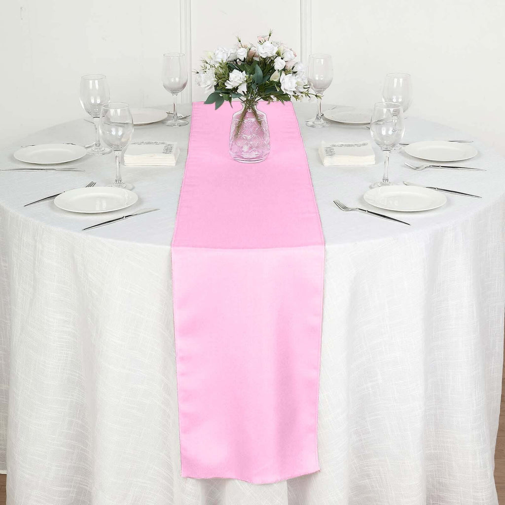 Polyester 12"x108" Table Runner Pink - Durable & Wrinkle-Resistant Table Decor
