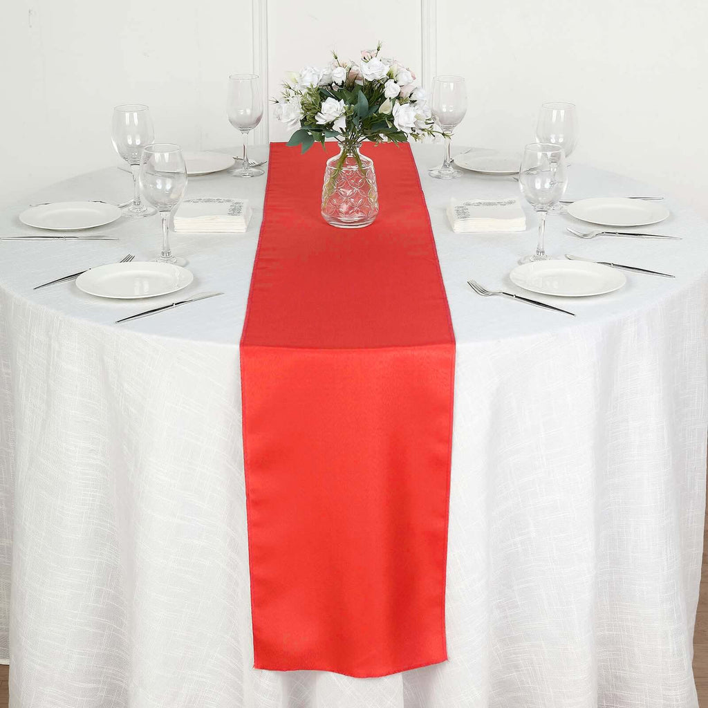 Polyester 12"x108" Table Runner Red - Durable & Wrinkle-Resistant Table Decor