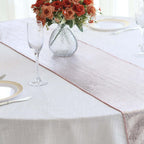 Polyester 12"x108" Table Runner Rose Gold Shimmer Sequin Dots - Wrinkle - Free Finish Table Linen - Bell Racket Store