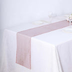 Polyester 12"x108" Table Runner Rose Gold Shimmer Sequin Dots - Wrinkle - Free Finish Table Linen - Bell Racket Store