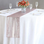 Polyester 12"x108" Table Runner Rose Gold Shimmer Sequin Dots - Wrinkle - Free Finish Table Linen - Bell Racket Store