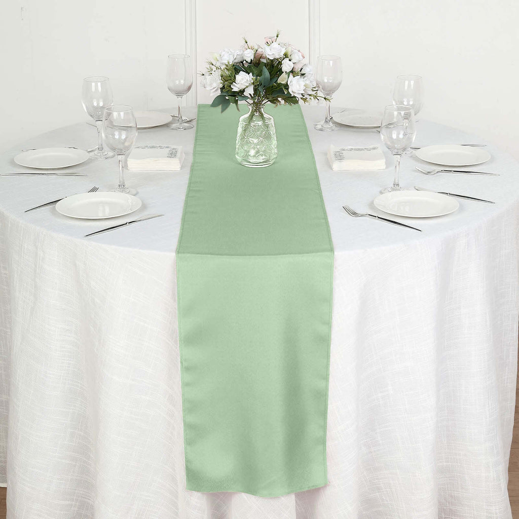 Polyester 12"x108" Table Runner Sage Green - Durable & Wrinkle-Resistant Table Decor