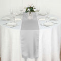 Polyester 12"x108" Table Runner Silver - Durable & Wrinkle-Resistant Table Decor