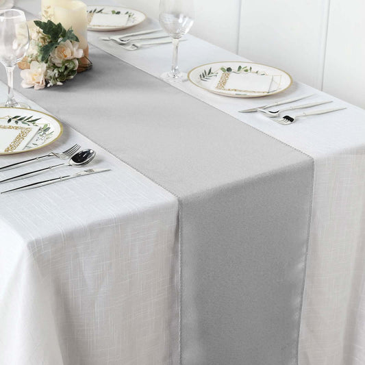 Polyester 12"x108" Table Runner Silver - Durable & Wrinkle - Resistant Table Decor - NestOCart