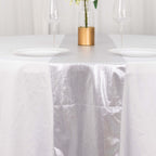 Polyester 12"x108" Table Runner Silver Shimmer Sequin Dots - Wrinkle - Free Finish Table Linen - Bell Racket Store