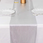 Polyester 12"x108" Table Runner Silver Shimmer Sequin Dots - Wrinkle - Free Finish Table Linen - Bell Racket Store