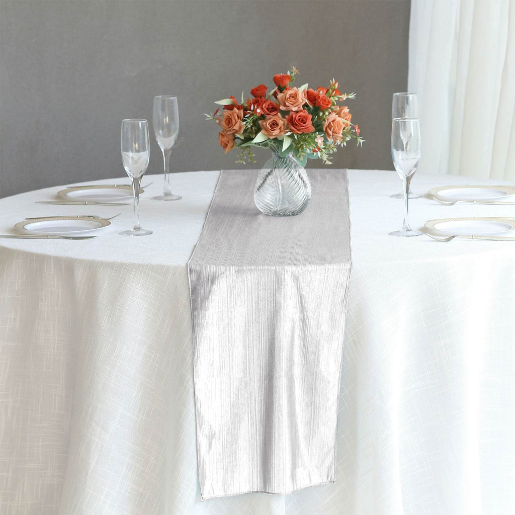 Polyester 12"x108" Table Runner Silver Shimmer Sequin Dots - Wrinkle - Free Finish Table Linen - Bell Racket Store