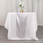 Polyester 12"x108" Table Runner Silver Shimmer Sequin Dots - Wrinkle - Free Finish Table Linen - Bell Racket Store