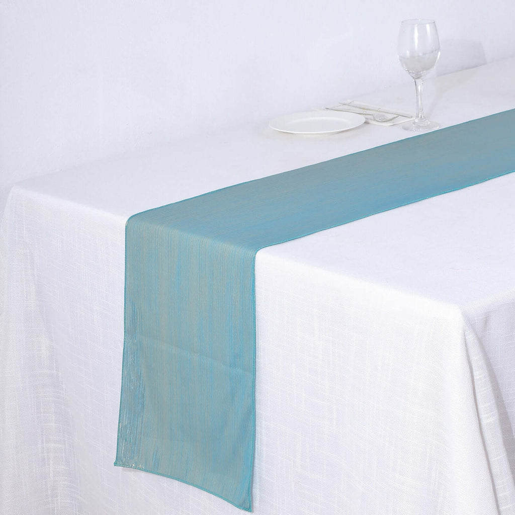 Polyester 12"x108" Table Runner Turquoise Shimmer Sequin Dots - Wrinkle - Free Finish Table Linen - Bell Racket Store