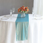 Polyester 12"x108" Table Runner Turquoise Shimmer Sequin Dots - Wrinkle - Free Finish Table Linen - Bell Racket Store