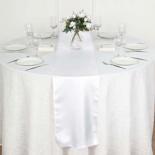 Polyester 12"x108" Table Runner White - Durable & Wrinkle - Resistant Table Decor for All Occasions - NestOCart
