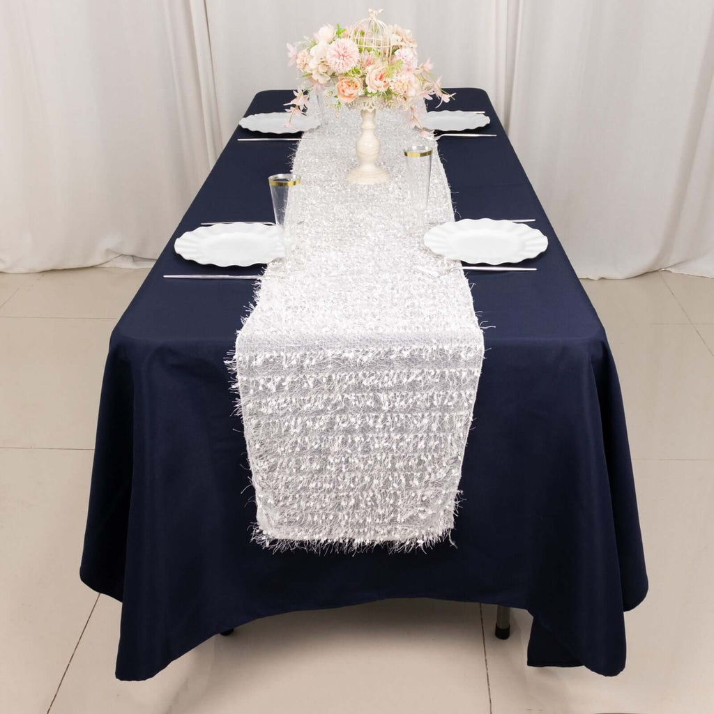 Polyester 12"x108" Table Runner White - Fringe Shag Table Decor - Bell Racket Store