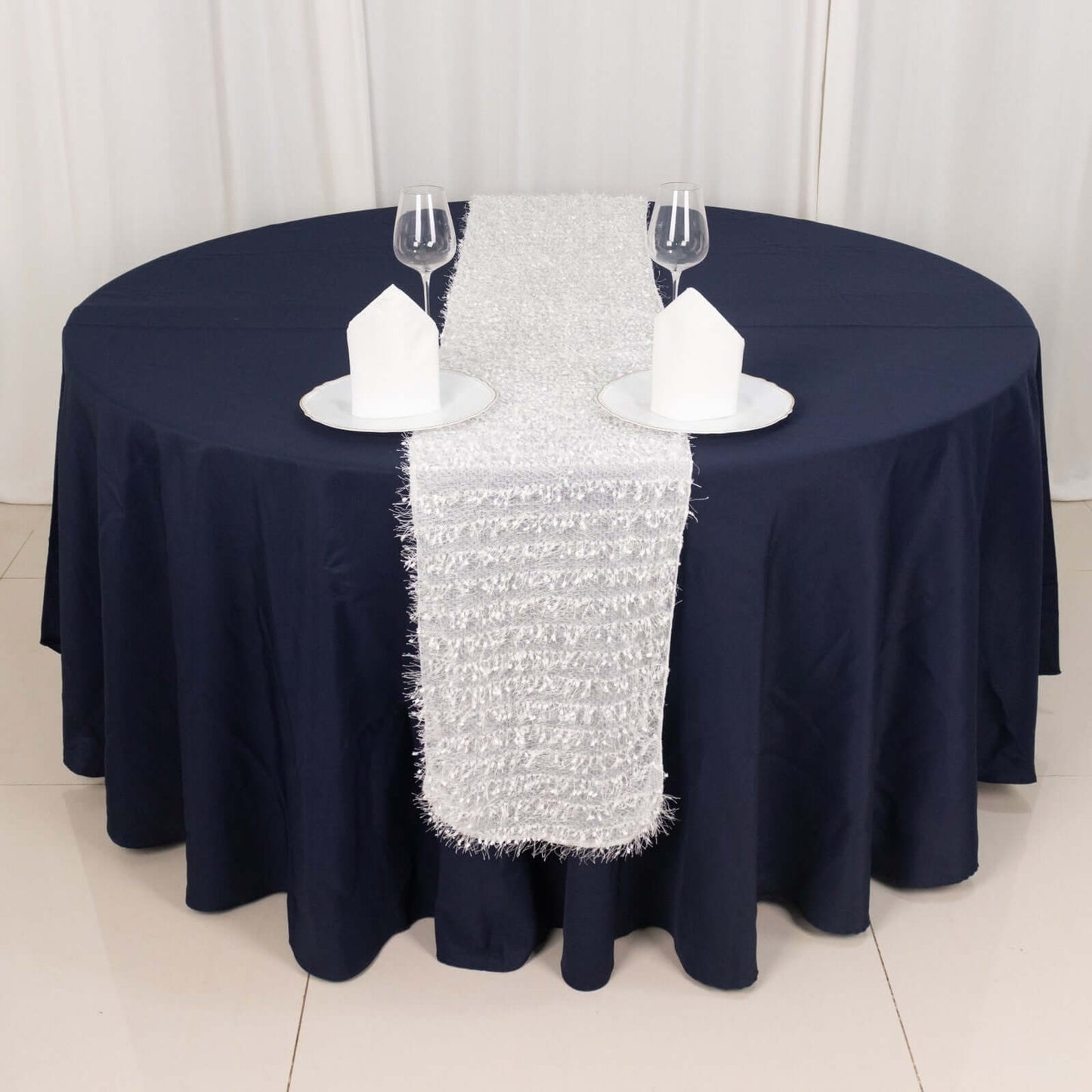 Polyester 12"x108" Table Runner White - Fringe Shag Table Decor - Bell Racket Store