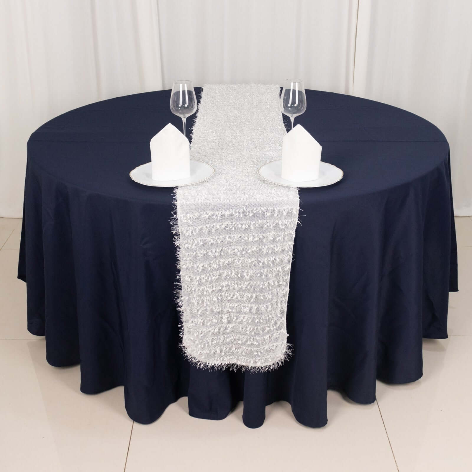 Polyester 12"x108" Table Runner White - Fringe Shag Table Decor - Bell Racket Store