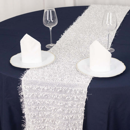 Polyester 12"x108" Table Runner White - Fringe Shag Table Decor - Bell Racket Store