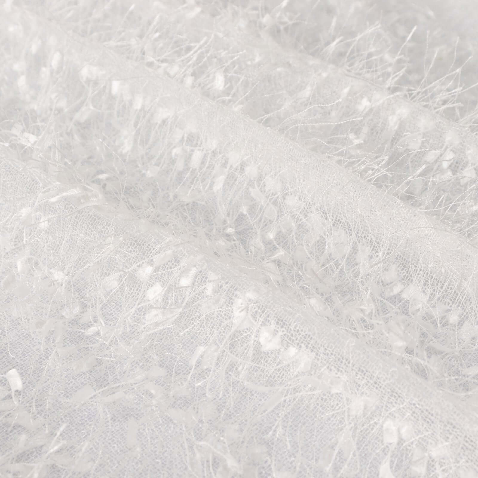 Polyester 12"x108" Table Runner White - Fringe Shag Table Decor - Bell Racket Store