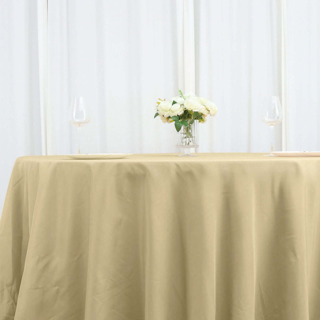 Polyester 132" Round Tablecloth Champagne - Seamless Chic Table Cover - Bell Racket Store