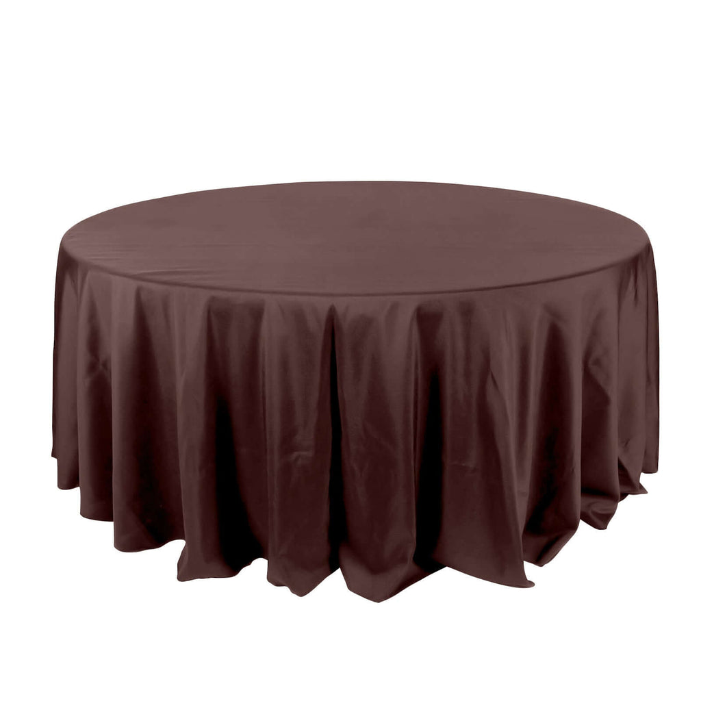 Polyester 132" Round Tablecloth Chocolate - Seamless Chic Table Cover