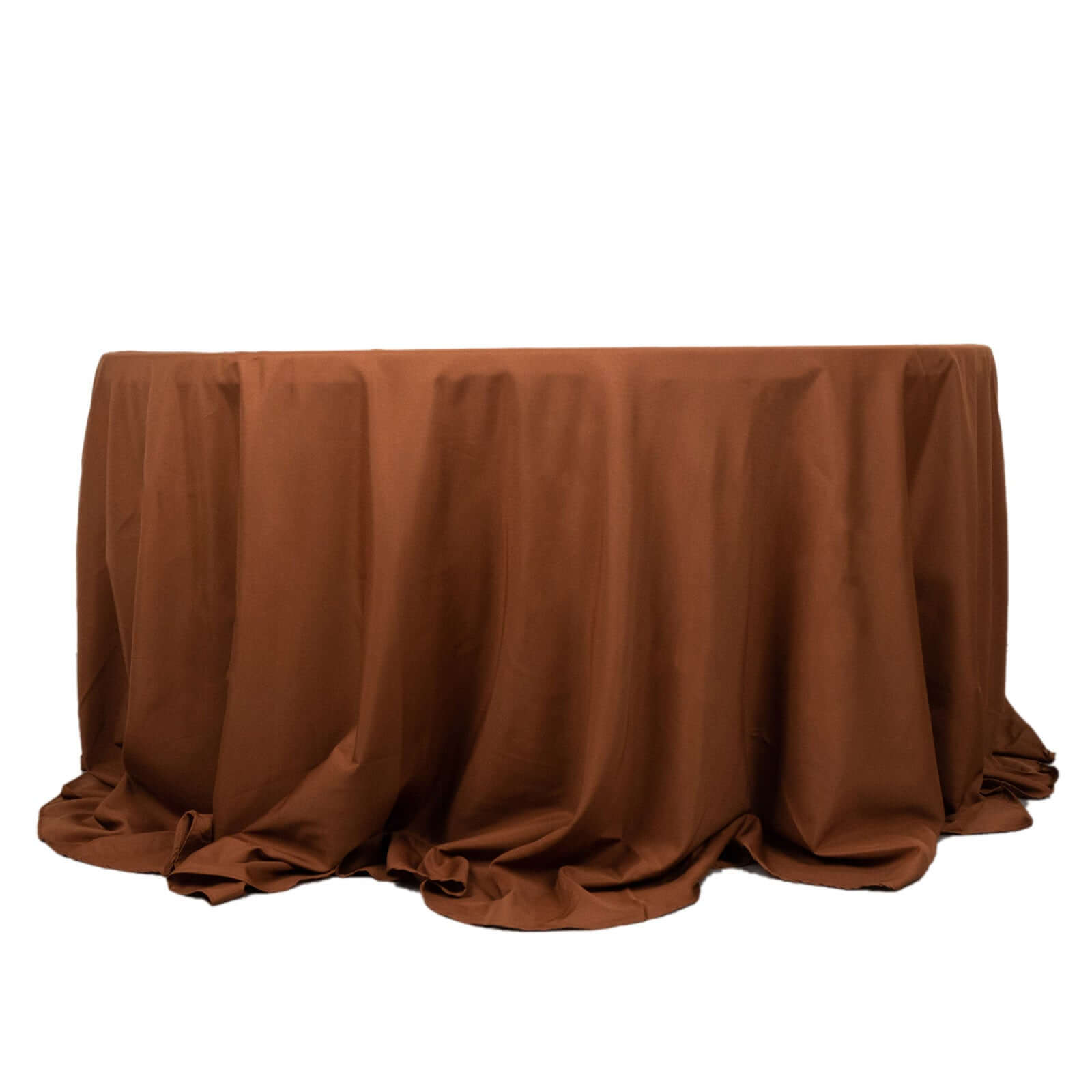 Polyester 132" Round Tablecloth Cinnamon Brown - Seamless Chic Table Cover - Bell Racket Store