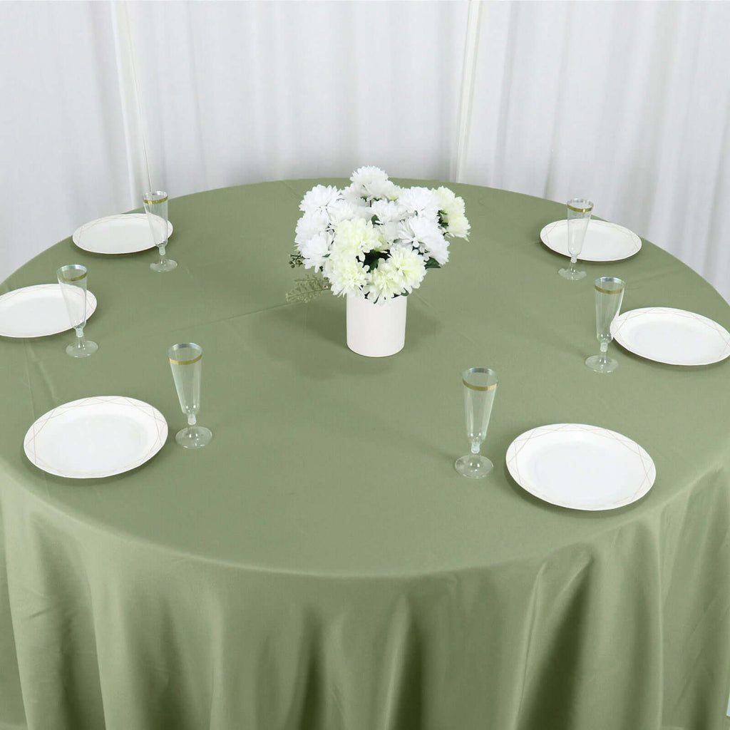 Polyester 132" Round Tablecloth Dusty Sage Green - Seamless Chic Table Cover - Bell Racket Store