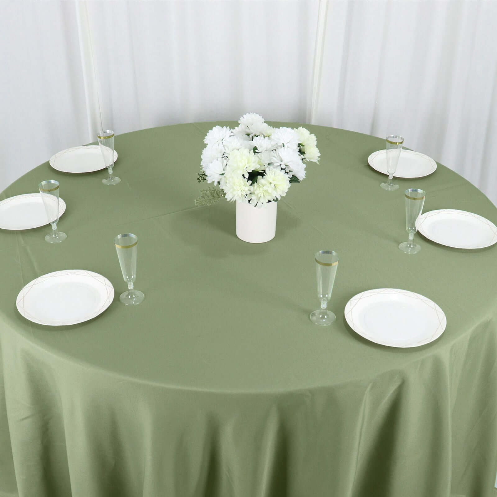 Polyester 132" Round Tablecloth Dusty Sage Green - Seamless Chic Table Cover - Bell Racket Store