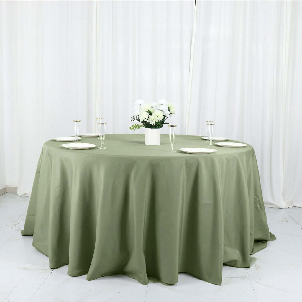 Polyester 132" Round Tablecloth Dusty Sage Green - Seamless Chic Table Cover - Bell Racket Store