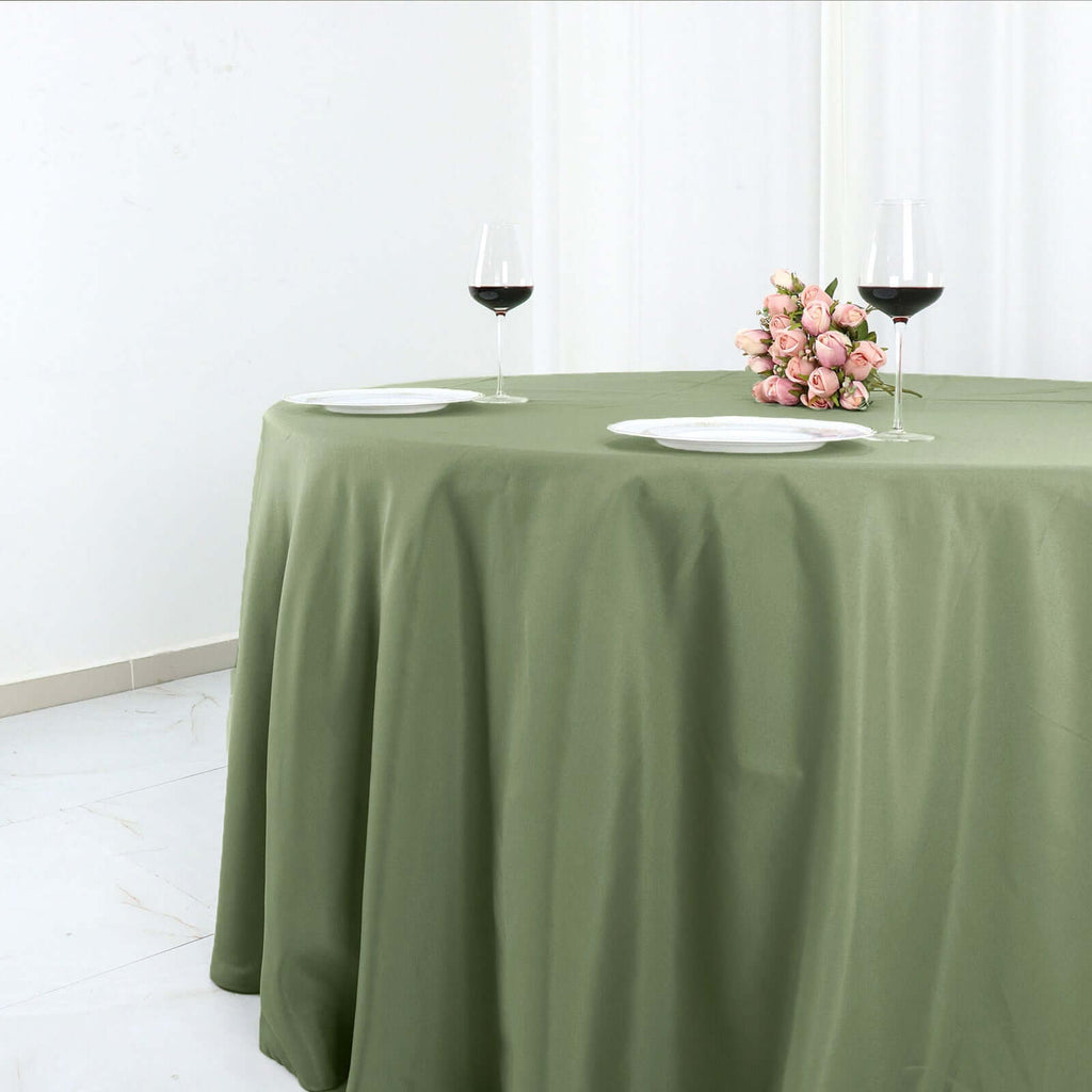 Polyester 132" Round Tablecloth Dusty Sage Green - Seamless Chic Table Cover - Bell Racket Store