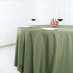 Polyester 132" Round Tablecloth Dusty Sage Green - Seamless Chic Table Cover - Bell Racket Store